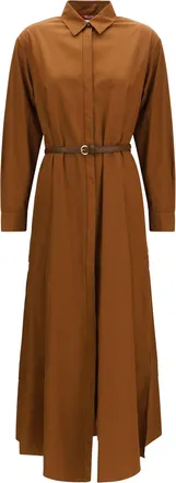 Max Mara Womens Shirt Dress Cotton Satin Clay