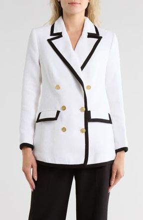 L'agence Aimee Contrast Trim Blazer in White/Black at Nordstrom Rack, Size 6