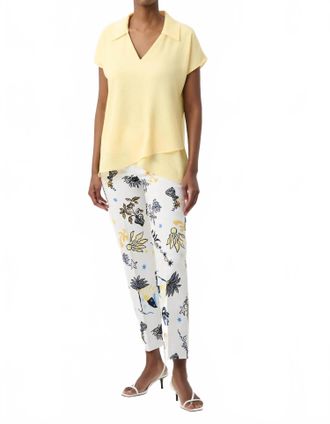 Joseph Ribkoff High-Low Short Sleeve V-Neck Top In Mellow Yellow