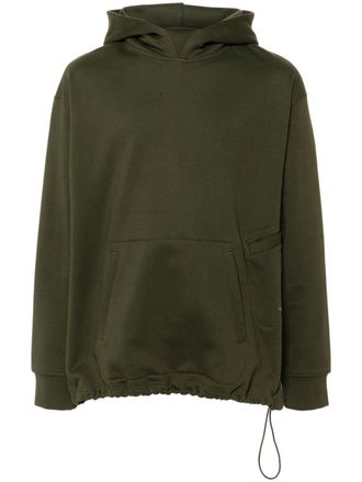 Yohji Yamamoto logo-print hoodie - unisex - Recycled Polyester/Cotton - M - Green