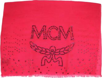 MCM Womens Magenta Love Potion Cashmere With Crystal Logo Scarf