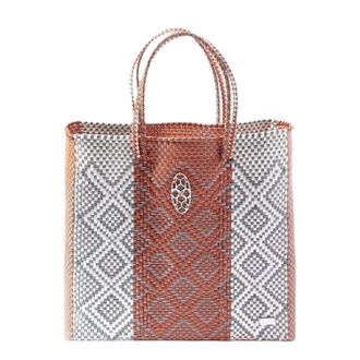 Lola's Bag Womens Medium Regular Strap Stripe Tote Bag In Orange Multi