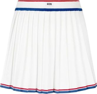 GCDS Pliss&eacute; gebreide rok - Dames - Korte rokken - Wit - S - Polyester - Rokken