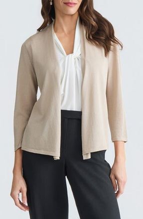 Kasper Stitch Detail Three-Quarter Sleeve Cardigan in Summer Straw at Nordstrom, Size X-Small