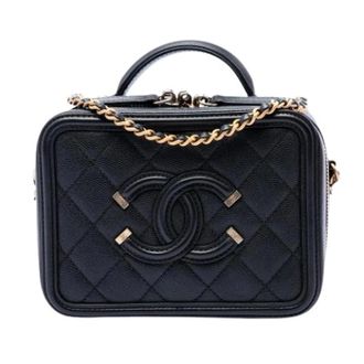 Chanel Pre-owned Filigree Vanity Bag - Dames - Pre-owned - Zwart - Maat: ONE Size Leer