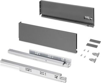 Emuca Caj&oacute;n Exterior Protone 30kg Con Gu&iacute;as De Extracci&oacute;n Total Y Cierre Suave, Altura 131mm, Profundidad 450mm, Acero, Gris Antracita - Emuca