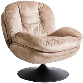 Beliani Poltrona girevole in velluto con sedile imbottito beige Nolvik