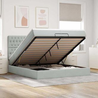 vidaXL Estructura Cama Otomana Colchones Terciopelo Gris Claro