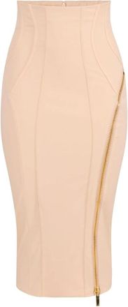 Elisabetta Franchi High-Waisted kokerrok - Dames - Rokken - Beige - Maat: L Polyamide