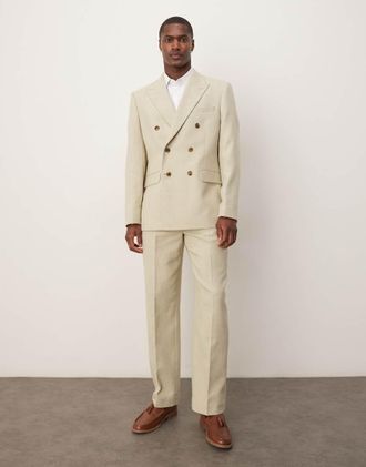 Asos Giacca da abito doppiopetto vestibilit&agrave; classica in misto lana verde chiaro