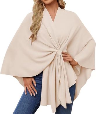 Generic Womens Elegant Shawl Soft Open Front Poncho Sweater For Spring Fall Winter Summer Shawl for Women (Yellow, One Size)