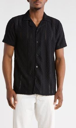 T.R. Premium Modern Fit Textured Camp Shirt in Charcoal at Nordstrom Rack, Size Xx-Large