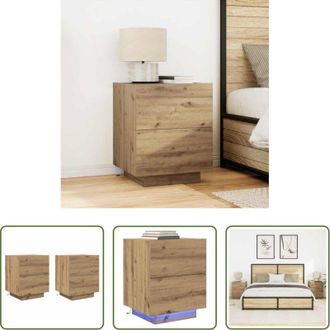 vidaXL vidaXL Armadio in legno - Armadio da Notte 2 pcs Rovere artigianale 45 x 40 x 55 cm