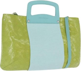 Ferragamo Pre-owned Tote Bags, female, Green, Size: ONE SIZE Pre-owned Leather handbags