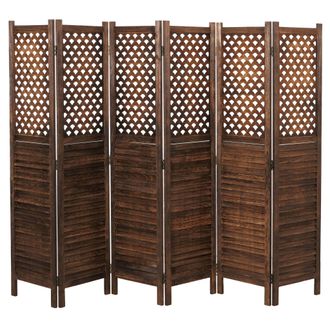 Hhg Hhg - Biombo 916, Separador De Ambientes, Biombo Privacidad, Adornos 170x245cm, Marr&oacute;n