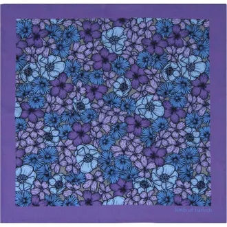 Lords of Harlech Hudson Merino Wool Handkerchief Pocket Square in Dense Floral Lavender at Nordstrom