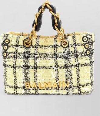 Balmain 1945 small tweed tote bag