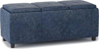 Simpli Home Avalon 42in Contemporary Rectangle Storage Ottoman