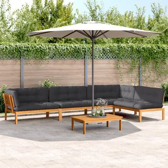 vidaXL Set De Sof&aacute;s De Palets De Jard&iacute;n Y Cojines 5 Pzas Madera Acacia Vidaxl