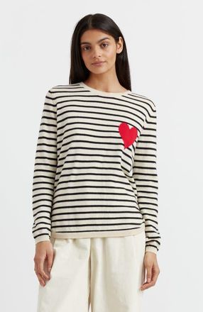 Chinti and Parker Breton Heart Wool & Cashmere Sweater in Cream at Nordstrom, Size X-Large
