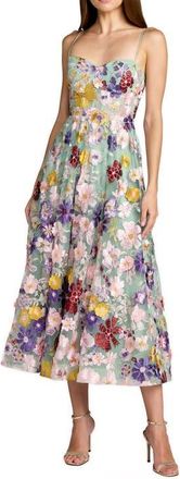Mac Duggal Sweetheart Neck Embroidered Midi Dress in Sage Multi at Nordstrom, Size 14