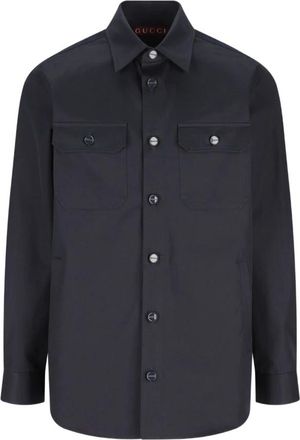 Gucci Casual Shirts, male, Blue, L, GG Motif Shirt