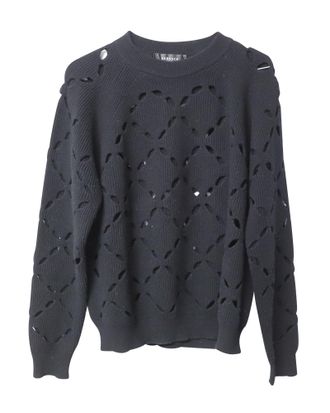 Versace Laser Cutout Sweater in Black Wool