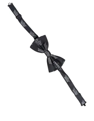 Dolce & Gabbana Silk Crown-Embroidered Bow Tie - Black