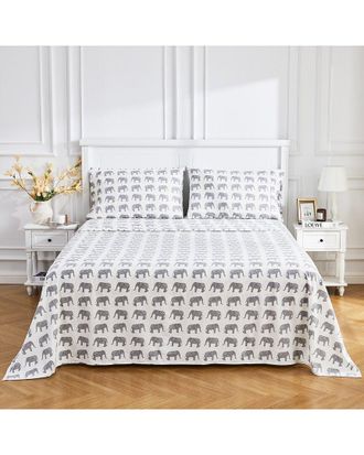 Melange Home M&eacute;lange Home Cotton Soft Flannel Elephant Sheet Set