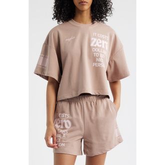The Mayfair Group It Costs $0 Crop T-Shirt in Taupe at Nordstrom, Size Xx-Large