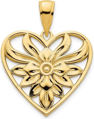 Diamond2Deal 14k Yellow Gold Fancy Filigree Heart Pendant
