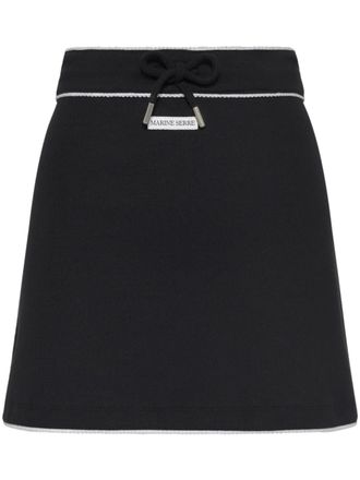 Marine Serre Fitted Black Mini Skirt with Drawstring Waist