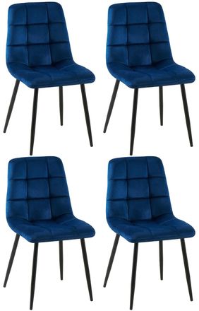 Clp Set de 4 sillas con patas de metal y asiento en Terciopelo Azul oscuro