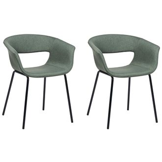 Beliani Beliani - Conjunto De 2 Sillas Modernas Asientos Tapizados Poli&eacute;ster Patas De Metal Para Comedor Cocina Verde Oscuro Abilene