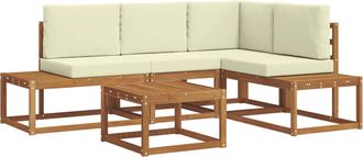 vidaXL 5 Uds. Conjunto De Sof&aacute;s De Exterior Natural Y Crema Vidaxl