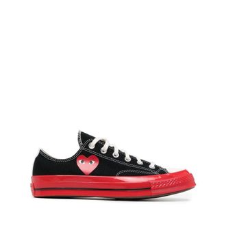 Comme Des Garçons Sneakers, male, Black, 7 UK, Heart Print Low-Top Trainers
