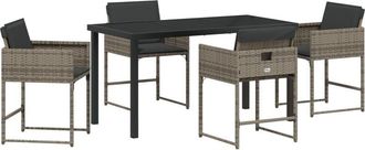 vidaXL Garden Dining Set with Cushion Folding 5 pcs Grey Poly rattan Vidaxl