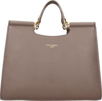 Dolce & Gabbana Dolce&Gabbana Damens Sicily Handtasche Beige Leder