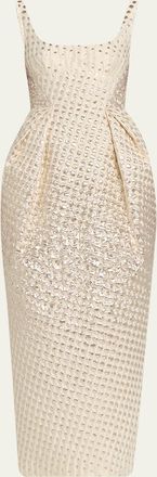 Christopher John Rogers Halftone Wiggle Dot Metallic Jacquard Dress