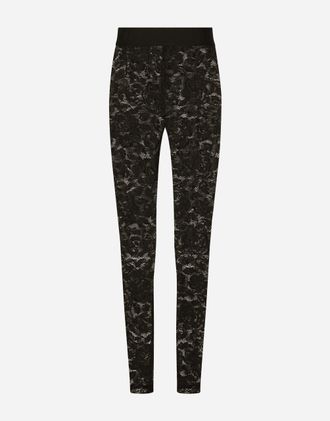 Dolce & Gabbana Floral Lace-stitch Leggings - Woman Pants And Shorts Black Lace 36