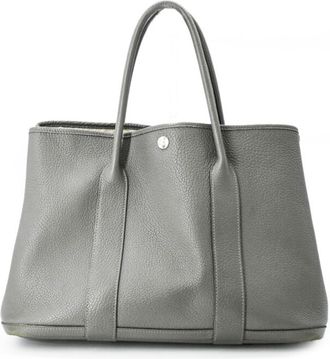 Herm&egrave;s Gray Negonda Leather Handbag Tote Bag (Pre-Owned)