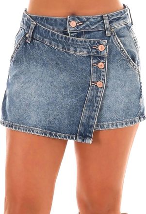 Free People Wynne Denim Skirt In Cornflower