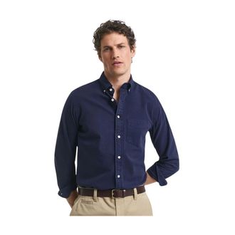 GANT Regular Fit Twill Shirt - Heren - Casual Overhemden - Blauw - M - Katoen - Overhemden