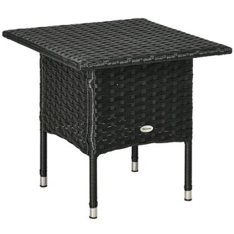 OUTSUNNY PE Rattan Outdoor Coffee Table - Easy Match Rattan Side Table - Black | TJ Hughes