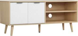 OEM Mueble Para Tv Moderno Con 2 Puertas Y 2 Estantes Para Televisores De Hasta 46 110x39x48,8 Cm Natural Y Blanco