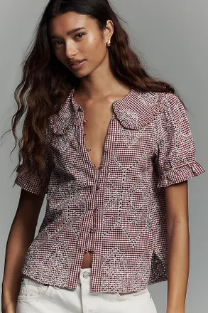 Pilcro The Keira Gingham Blouse by Pilcro