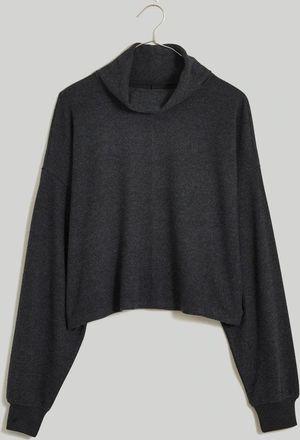 Madewell Sweater Womens Heather Black Brushed Jersey Funnel Neck GBO112