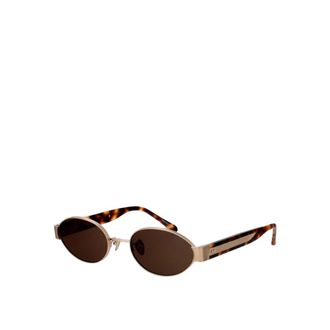 Linda Farrow Oval Metal Frame Sunglasses