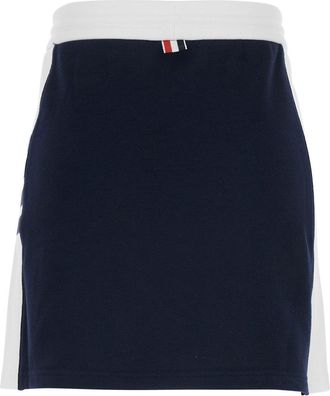 Thom Browne Womens Dress Classic 4 Bar Blue Cotton Skirt