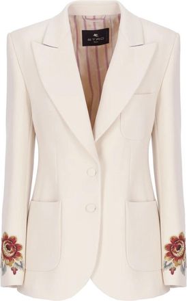 Etro Cool wollen jas met borduursel - Dames - Blazers - Beige - 3XS - Wol - Jassen